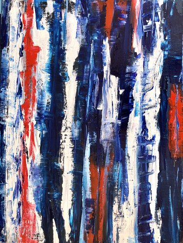“Shooting star” - blue red expressionism sky di Nataliia Krykun, Pittura in vendita su Singulart
