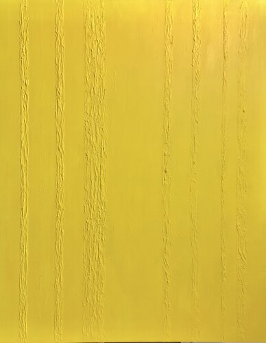 „Yellow blooming field“ - 3d textured minimalist abstraction de Nataliia Krykun, Pintura a la venta en Singulart