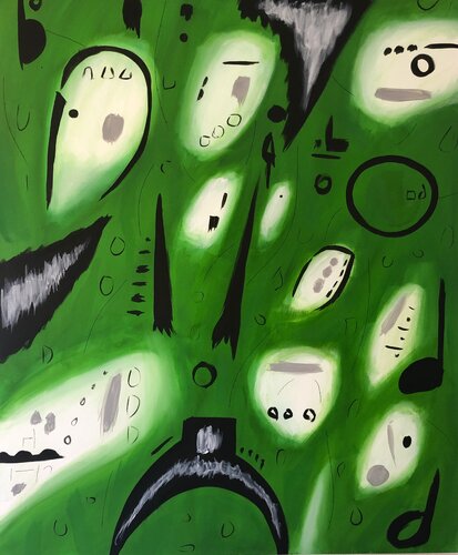 “Green Freedom” - expressionism minimalism abstraction by Nataliia Krykun, Painting for Sale on Singulart