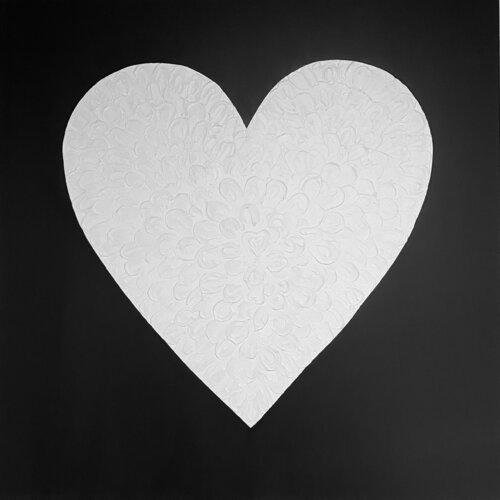 «Big heart» - 3 D black and white minimalist abstraction von Nataliia Krykun, Malerei kaufen auf Singulart