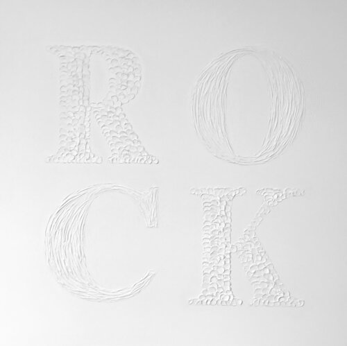 “Rock on white” 3D textured minimalism calm modern music Nataliia Krykun