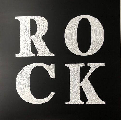 “Rock” black and white 3D textured minimalism calm modern music von Nataliia Krykun, Malerei kaufen auf Singulart