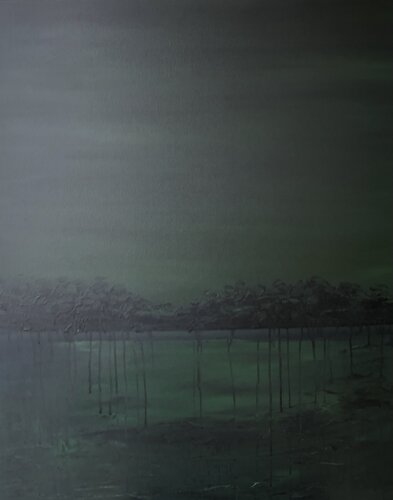 “Green seascape” Minimalistic semi abstract seascape water di Nataliia Krykun, Pittura in vendita su Singulart