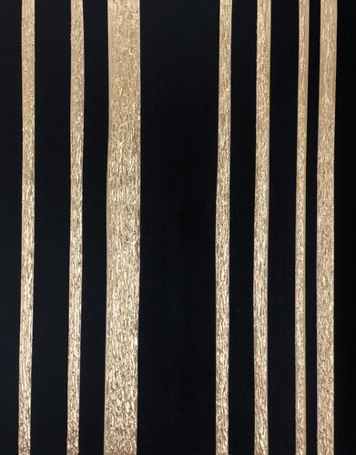 "Horizon in the evening" 3 d black and gold stripes, textured di Nataliia Krykun, Pittura in vendita su Singulart
