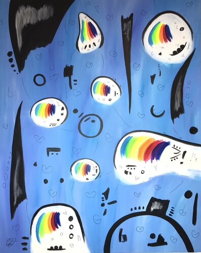Pride - Rainbow, Heart, Love by Nataliia Krykun, Painting for Sale on Singulart
