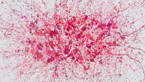 From the series "Infinite Flight" pink, Barbie, white, colorful large abstraction, drops, Jackson Pollock di Nataliia Krykun, Pittura in vendita su Singulart