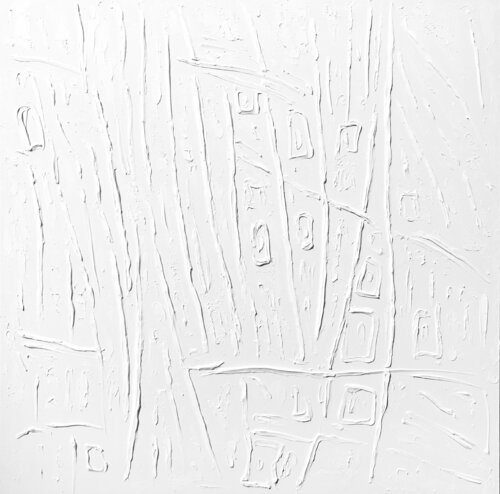 3D White abstract landscape from the series „White reflection“ modern large painting textured, sculpture Nataliia Krykun