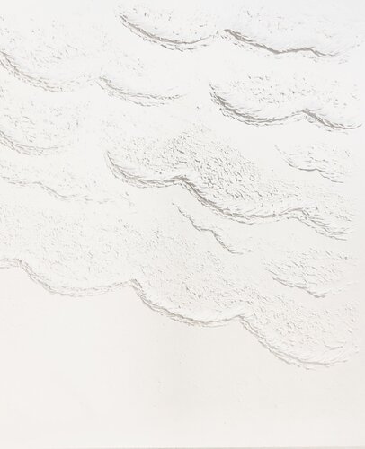 3D white „Waves in the ocean“ textured minimalism seascape, water by Nataliia Krykun, Painting for Sale on Singulart
