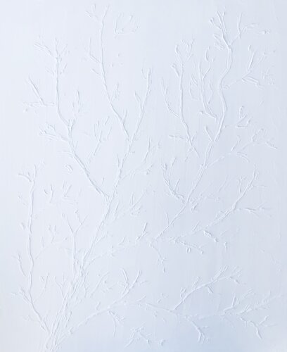 3D „Tree branches“ white textured, minimalistic abstraction di Nataliia Krykun, Pittura in vendita su Singulart
