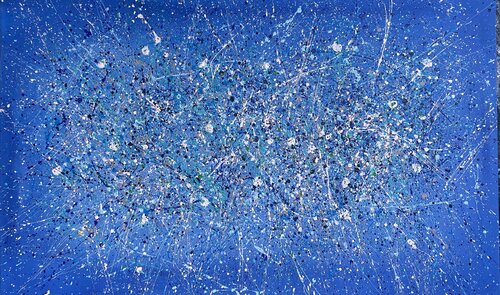 Blue Sea - action dripping painting Nataliia Krykun