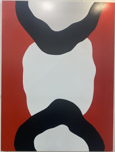 From the Series „The Kiss“- red, white and black minimalistic abstraction by Nataliia Krykun, 油畫 for Sale on Singulart