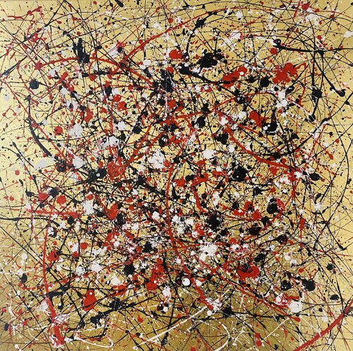 Gold sunset - black, red and white expressions abstraction von Nataliia Krykun, Malerei kaufen auf Singulart