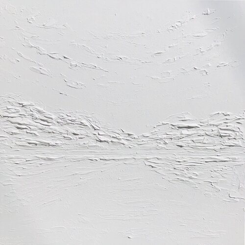 White landscape winter snow 3d textured objects cement par Nataliia Krykun, Peinture en vente sur Singulart