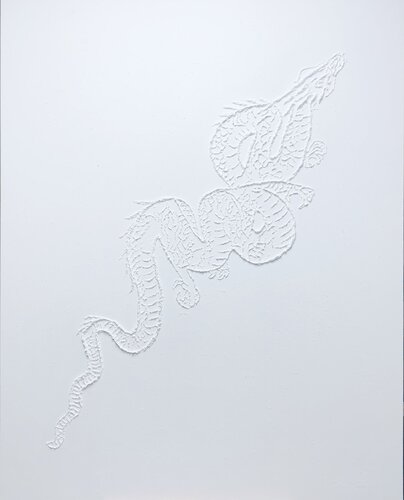 White dragon 3d - textured plaster, objects von Nataliia Krykun, Malerei kaufen auf Singulart
