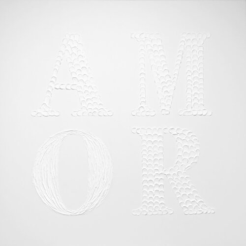 Amor in white - Love, Amour, Amore, Liebe, 3 D textured plaster, cement by Nataliia Krykun, Painting for Sale on Singulart