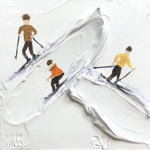 Series "Alpine Skiing, Snowboarding", winter mountains white 3D plaster Nataliia Krykun