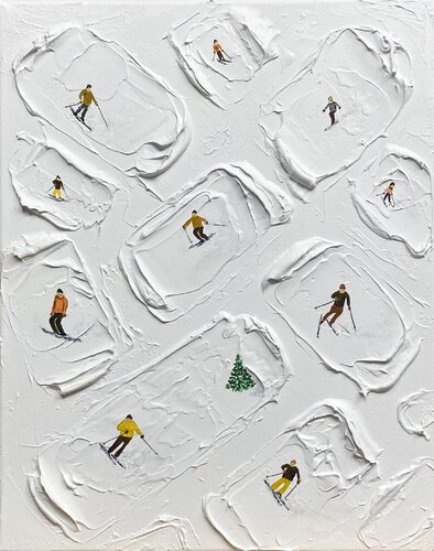 Series "Alpine Skiing, Snowboarding", winter mountains white 3D plaster von Nataliia Krykun, Malerei kaufen auf Singulart