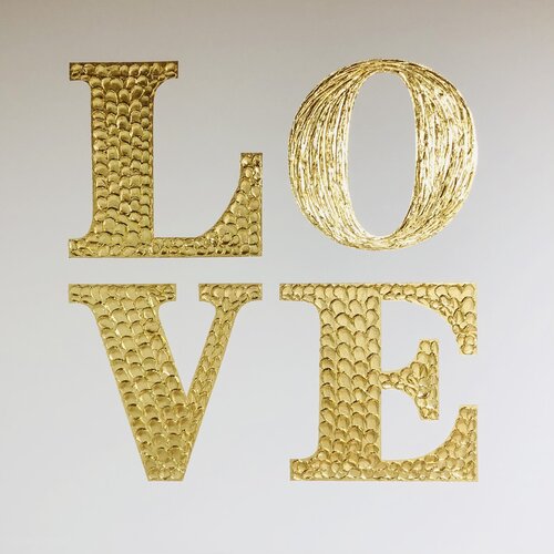 Love gold - 3D love, Amour, Amore white and gold textured by Nataliia Krykun, Painting for Sale on Singulart