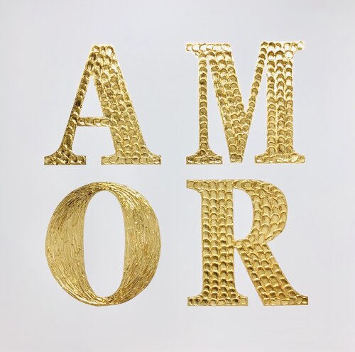 Amor - Lov, Amour, Amore 3D gold on white plaster by Nataliia Krykun, Painting for Sale on Singulart