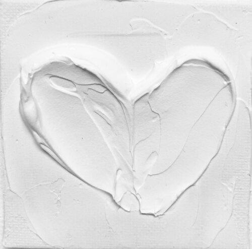 Heart - Love, Amour, Amore, 3D white textured minimalistic abstraction Nataliia Krykun