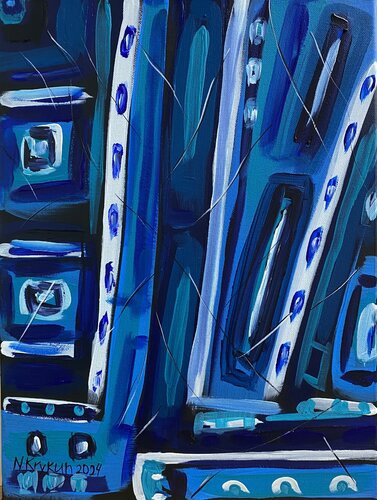 Flower series 4 - spring garden, blue violet pink energy expression abstraction par Nataliia Krykun, Peinture en vente sur Singulart