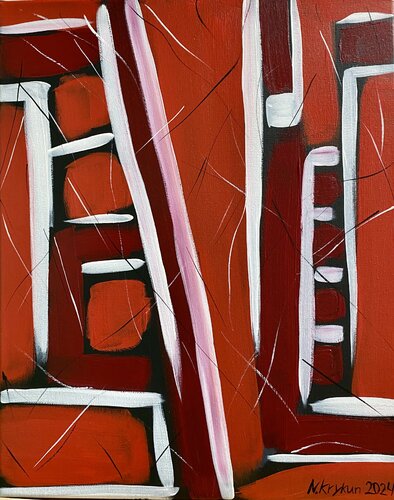 Flower series 16- spring gardens, blue violet pink exspressionism par Nataliia Krykun, Peinture en vente sur Singulart