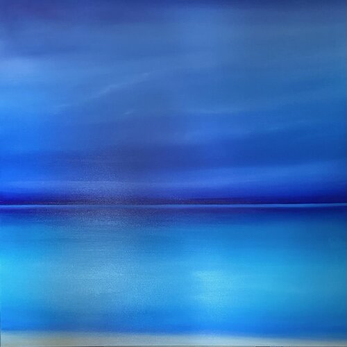 Spring on Côte d'Azur , Marine, seascape. Sunset, skyline, turquoise waves von Nataliia Krykun, Malerei kaufen auf Singulart