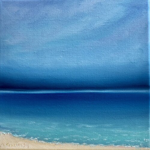 Turquoise ocean, waves, skyline, water, seascape van Nataliia Krykun, Schilderij te koop op Singulart
