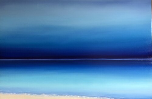 Côte d'Azur , seascape. Sunset, skyline, turquoise waves von Nataliia Krykun, Malerei kaufen auf Singulart
