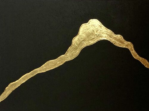 From the series “Ocean Waves - 01” hight waves - gold leaf 3D textured Nataliia Krykun