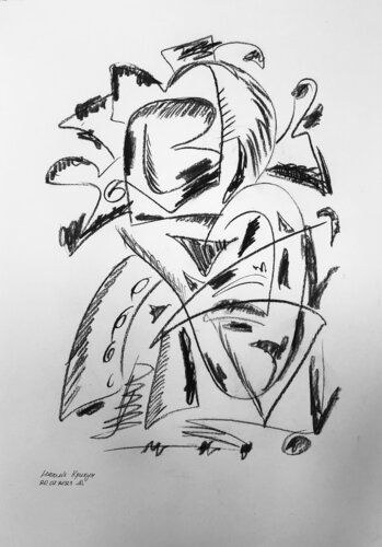 Geometry Improvisation Series - black and white abstraction di Nataliia Krykun, Opera su carta in vendita su Singulart