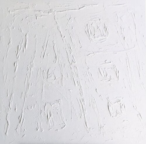 3D White abstract from the series „White reflection“ modern large painting textured, sculpture Nataliia Krykun