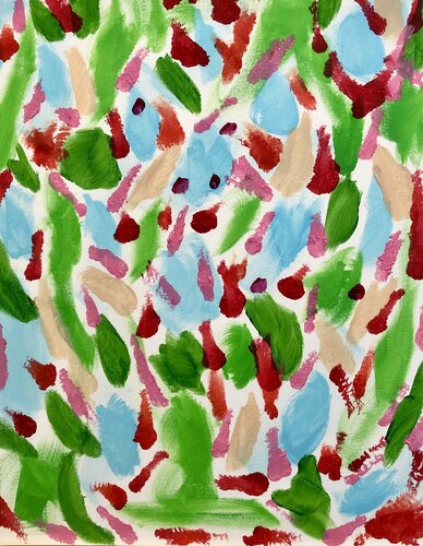 Blooming spring , yellow, white, gray, orange, green red abstraction di Nataliia Krykun, Pittura in vendita su Singulart