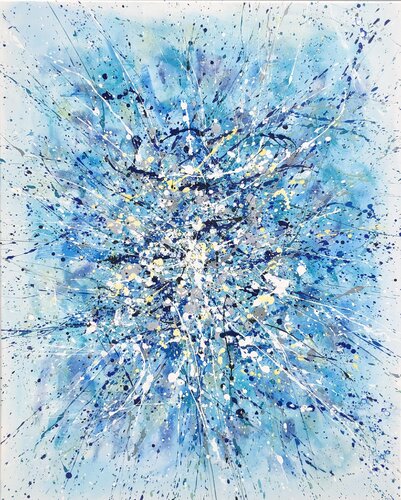 Stellar Cascade - turquoise blue di Nataliia Krykun, Pittura in vendita su Singulart
