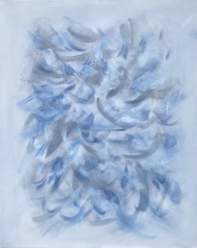 From the series „ Waves in ocean “ 1 - Aesthetic neutral gray style abstraction, minimalism van Nataliia Krykun, Schilderij te koop op Singulart
