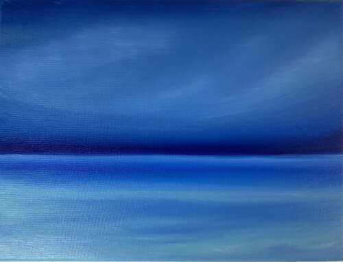 Summer seascape - skyline, water, sunset, ocean di Nataliia Krykun, Pittura in vendita su Singulart