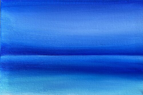 Minimalism seascape- blue lake , water, Skyline , ocean di Nataliia Krykun, Pittura in vendita su Singulart