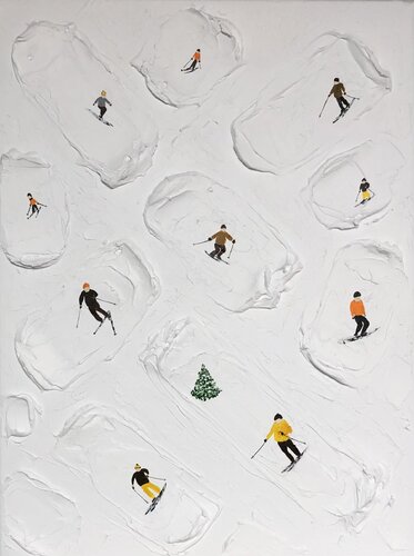 Series "Alpine Skiing, Snowboarding", - 5, winter mountains white 3D plaster von Nataliia Krykun, Malerei kaufen auf Singulart