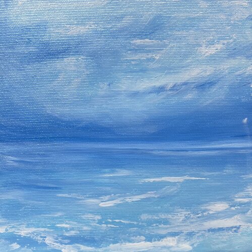 From the series "Ocean" - 2- seascape , water, Skyline , ocean de Nataliia Krykun, Pintura a la venta en Singulart