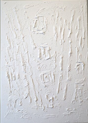 Series "Essential Silence - 5", white abstraction in 3D, textured von Nataliia Krykun, Malerei kaufen auf Singulart