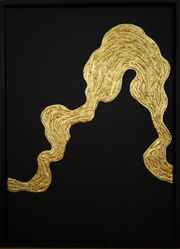 From the series “Ocean Waves - 5” hight waves - gold leaf 3D textured von Nataliia Krykun, Malerei kaufen auf Singulart