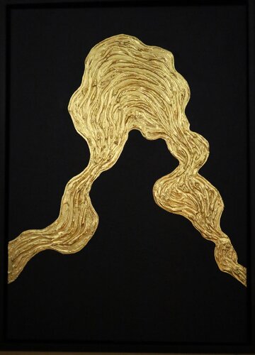 From the series “Ocean Waves - 6” hight waves - gold leaf 3D textured de Nataliia Krykun, Pintura a la venta en Singulart