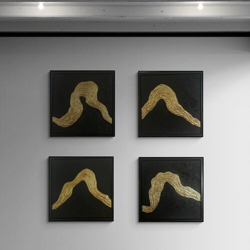 From the series “Ocean Waves - 7,8,9,10” - gold leaf 3D textured by Nataliia Krykun, Painting for Sale on Singulart