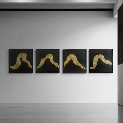 From the series “Ocean Waves - 7,8,9,10” - gold leaf 3D textured von Nataliia Krykun, Malerei kaufen auf Singulart