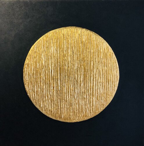 Series "Powerful Moon 4” -  3D conceptual minimalistic, gold leaf, gilding, plaster von Nataliia Krykun, Malerei kaufen auf Singulart
