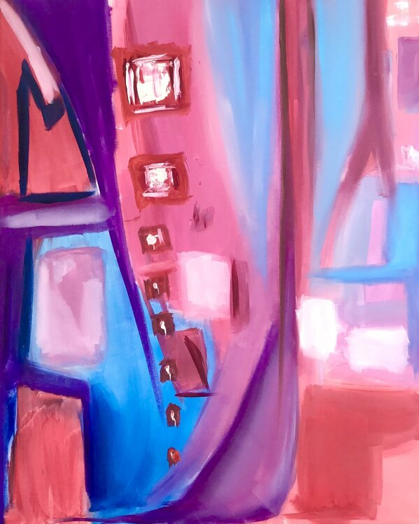 SKY ROSE ABSTRACTION,Very peri color abstract original wall art Nataliia Krykun