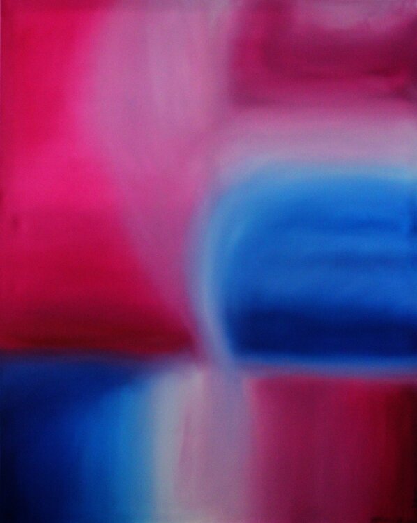 BLUE ROSA ABSTRACTION, Very peri color abstract original wall art Nataliia Krykun