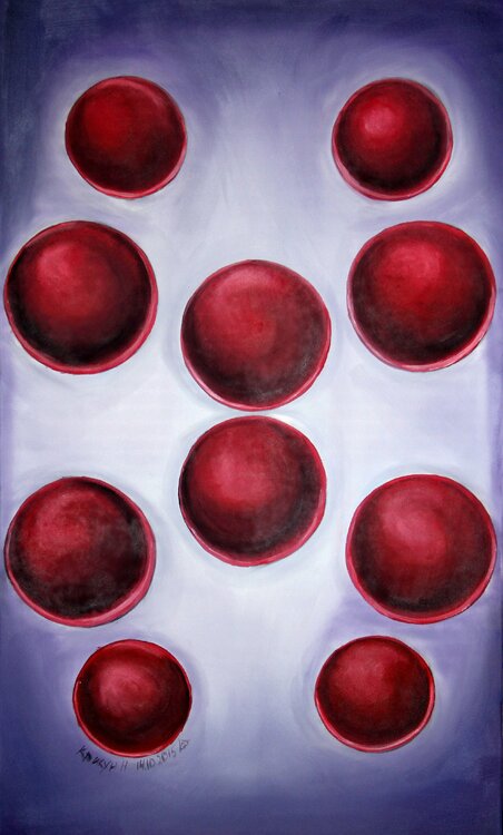 ATTRACTING CIRCLES OF SPHERE, Very peri color abstract original wall art Nataliia Krykun