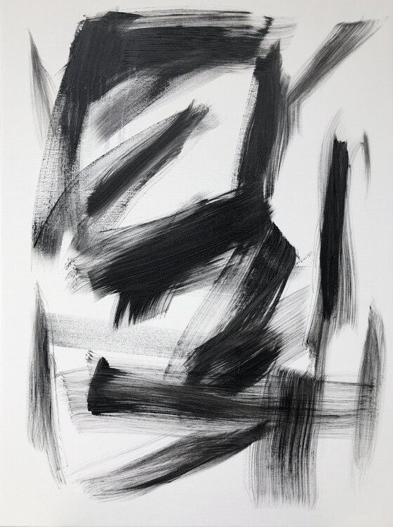 “Flaying“ black and white abstraction monochrome Nataliia Krykun