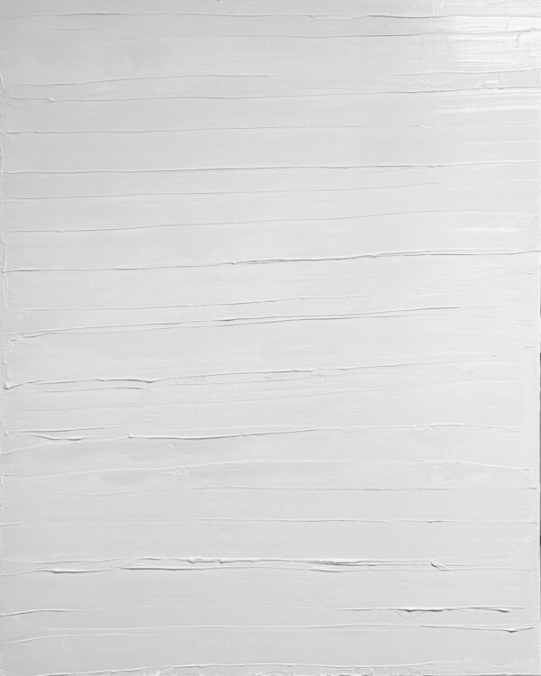 3D „White abstract strips“ landscape, modern calm large painting Nataliia Krykun